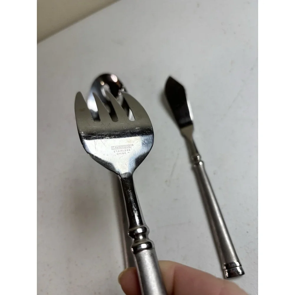 Cambridge‎ Meridian Stainless Serving Pieces Slotted Spoon MeatFork Butter Knife